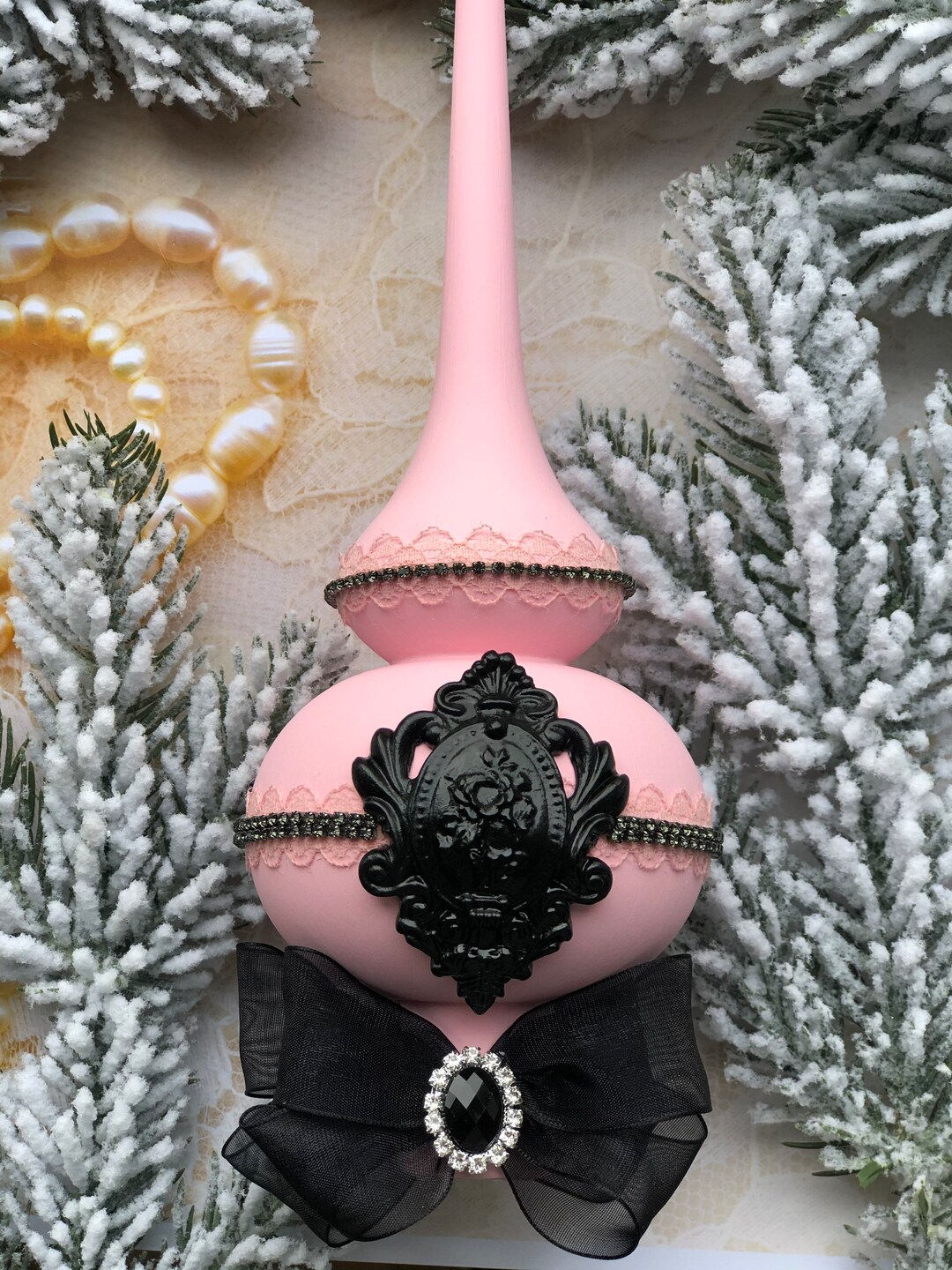 Pink Christmas Tree Topper Ornament for Christmas Tree Blush Etsy