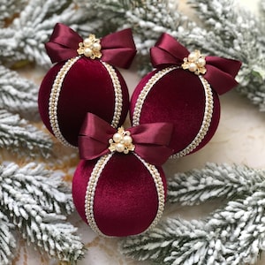 Velvet Christmas ornament 2024 Christmas ornaments vintage style Velvet Christmas tree ornament Christmas rhinestones ball for grandparents