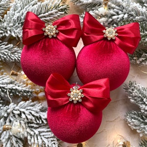 Red Velvet Christmas ornament 2024 Christmas ornaments vintage style Velvet Christmas tree ornament Christmas tree decor