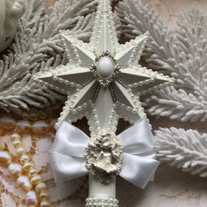 Stern Baumspitze für Weihnachtsbaum Silber Baumspitze Weihnachtsdekor Vintage Stil Dekor