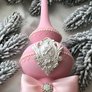 Pink Christmas Tree topper Ornament for Christmas tree blush pink tree topper Christmas ornament Xmas decor vintage style decor