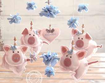 Pig Mobile, Farm Mobile, Country Baby Boy Decor, Farm Nursery Decor