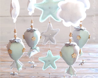 Hot Air Balloon Baby Mobile, Hot Air Balloon Nursery, Hot Air Balloon Baby Shower, Nursery Mobile Cloud