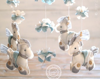 Baby Boy Mobile, Horse Baby Crib Mobile, Baby Mobile Boy, Baby Boy Nursery Decor