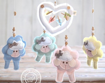 Sheep Crib Mobile, Lamb Mobile, Sheep Nursery Mobile Hanging, Sheep Nursery Decor, Sheeps in love waiting for a new pal!