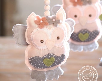 Dreamy Owl Baby Mobile - Handcrafted with Love in Soft Pink Shades for Baby Girl Nursery Decor