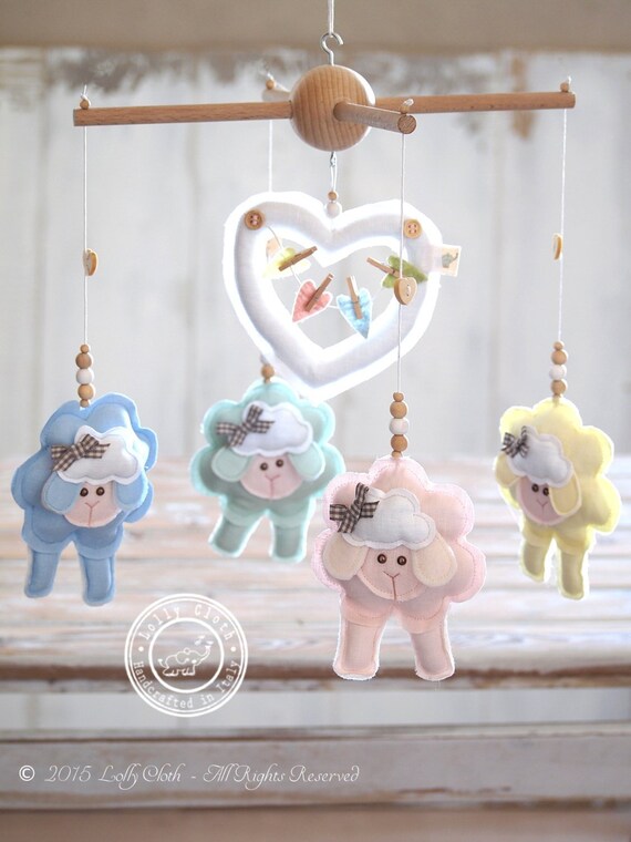Sheep Mobile Personalized Baby Gift Baby Crib Mobile Lamb Etsy