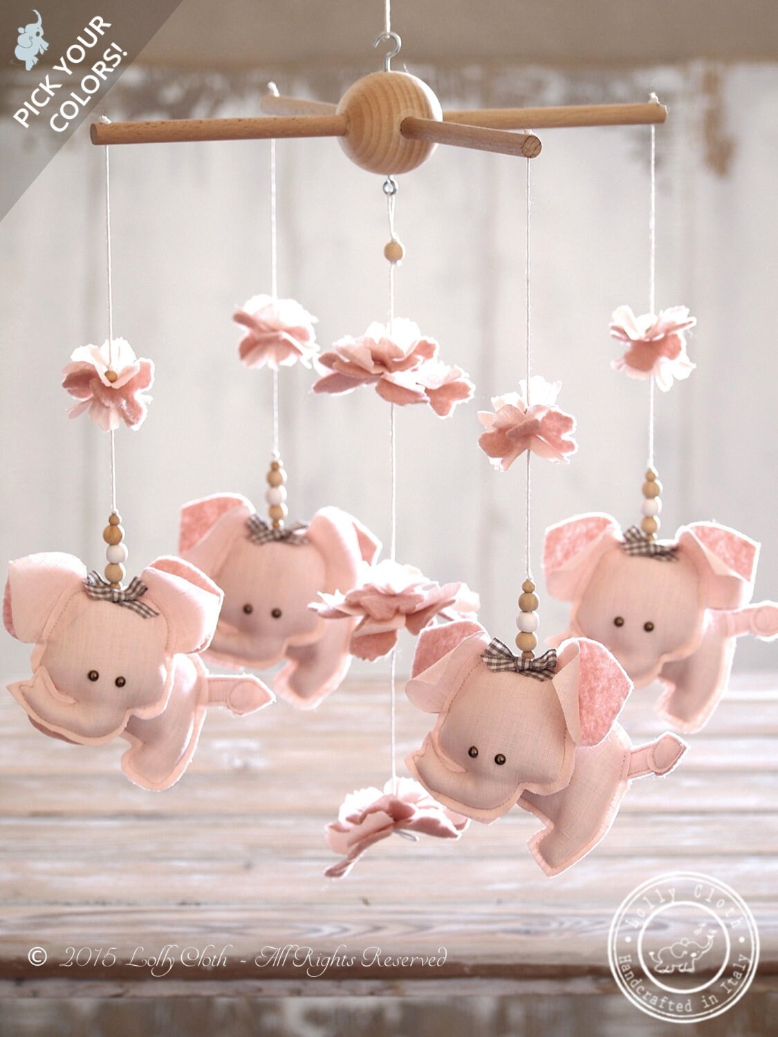elephant baby mobile elephant nursery mobile pink baby