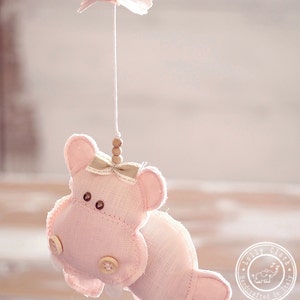 Hippo Baby Mobile Hanging, Baby Girl Nursery, Mobile Girl, Baby Shower, Gift Girl, Mobile, Pink Baby Mobile Girl image 2
