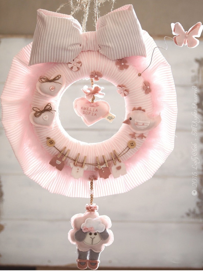 Baby Hospital Door Hanger Girl, Baby Wreath, Personalized Baby Gift, Baby Girl Nursery Decor, Baby Girl Shower Decoration image 1