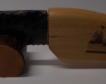 FlintKnapped Midnite Lace Obsidian Blade on Hornbeam Handle w/Display