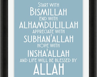 Start with Bismillah - Instant Digital Download - Printable Islamic Art 8x10"