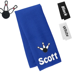 Personalized Bowling Towel Bowling Ball Design, Gym, Workout, Fitness Towel,Microfiber, Embroidered Name Monogrammed Sports Gift