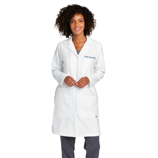 Personalized Womens Lab Coat with Custom Embroidered Text or Name, Doctor, Nurse, Veterinarian, Hospital, Jacket, Medical Apparel
