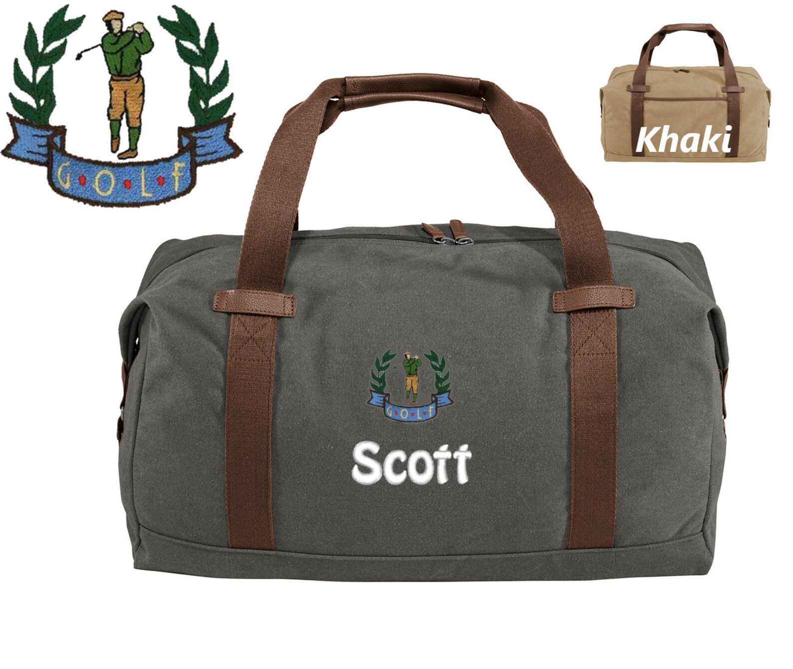 Personalized Golf Duffle Bag Embroidered Golf Wreath Design Etsy