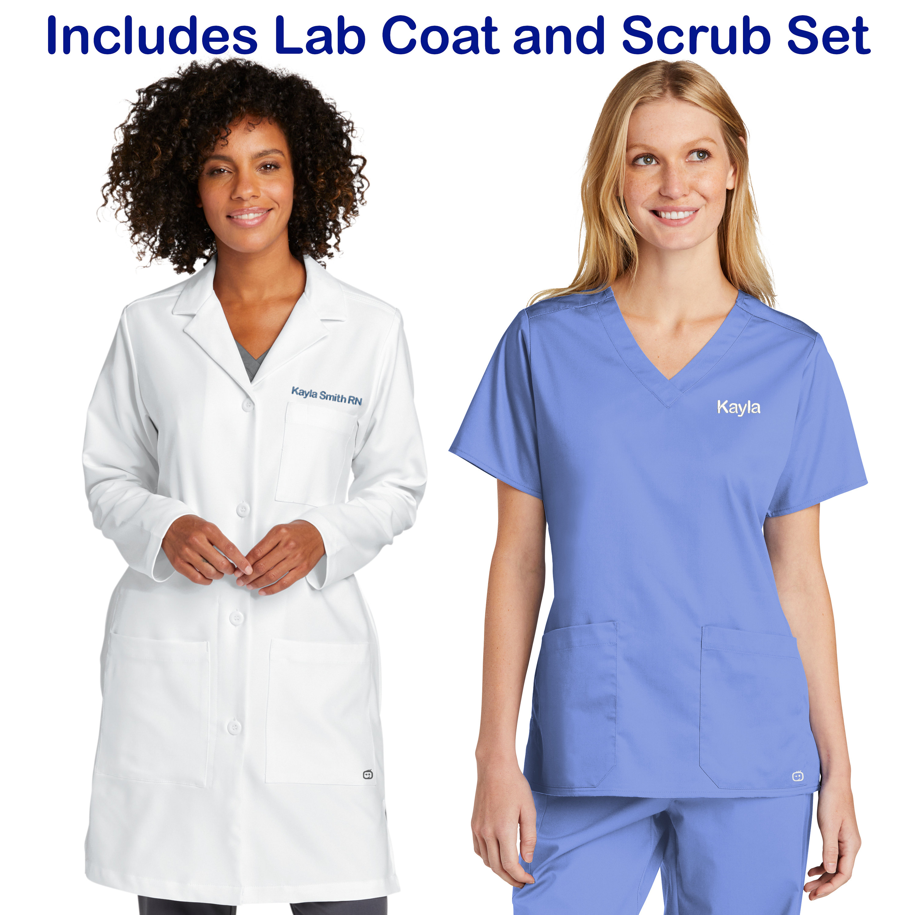 Personalized Womens Lab Coat and Scrubs Set With Custom