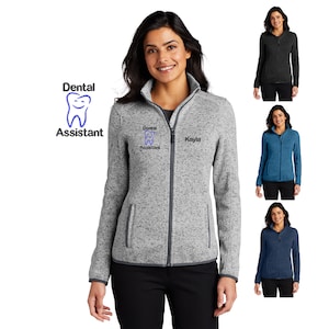 Personalized Dental Assistant Jacket Sweater, Dentist Custom Embroidered Text or Name, Doctor Jacket, Dentist, Medical Apparel