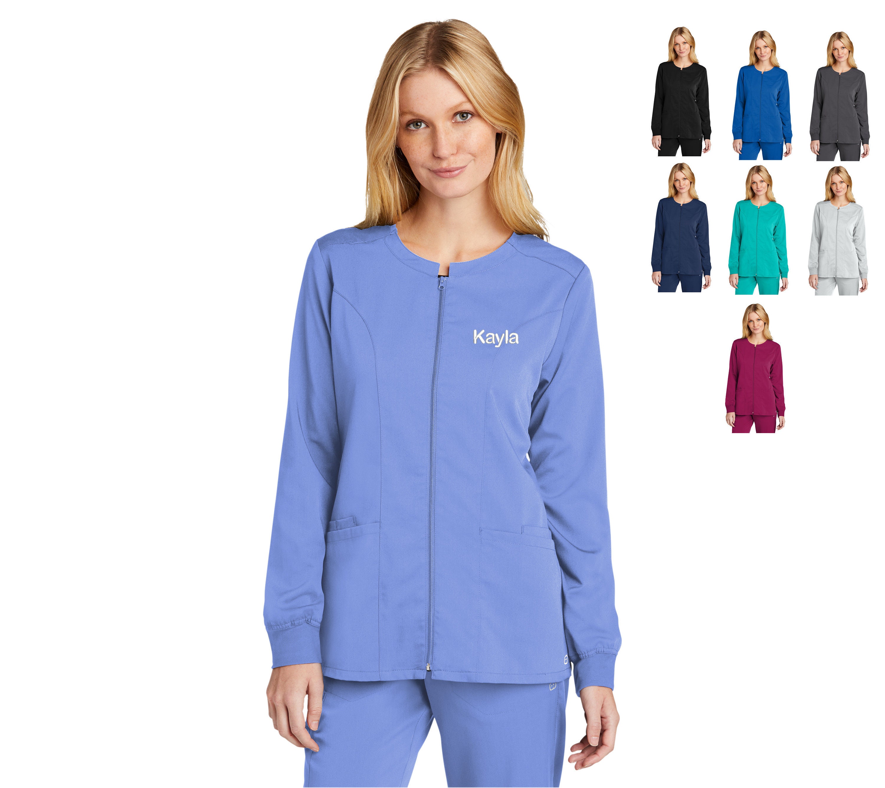 Personalized Womens Scrubs Jacket Custom Embroidered Text or Etsy