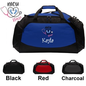 Personalized NICU Nurse Large Duffle Bag, Scrubs Bag, Embroidered Custom Name, Hospital Bag, Travel Bag, Monogrammed, Travel Gift
