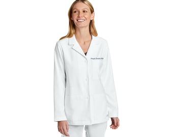 Personalized Womens Consultation Lab Coat with Custom Embroidered Name, Student Doctor Coat, Nurse, Veterinarian, Hospital, Jacket, Medical