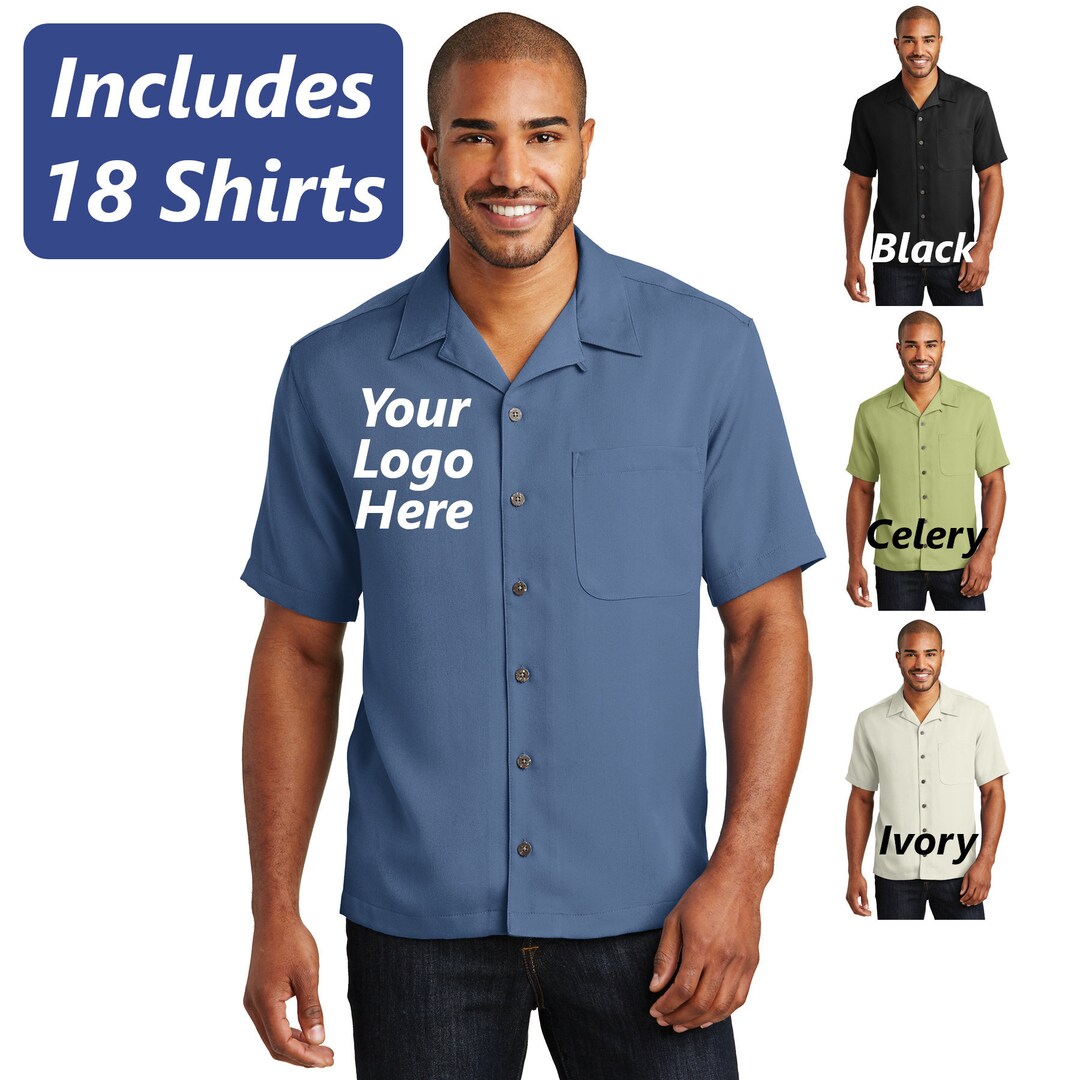 18 Mens Dress Shirt With Logo, Bulk Shirts, Camp Shirt, No Tuck