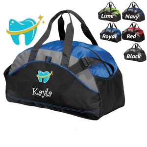 Personalized Dentist Duffle Bag with Tooth, Scrubs Bag, Embroidered Custom Name, Hospital Bag, Travel Bag, Monogrammed, Travel Gift