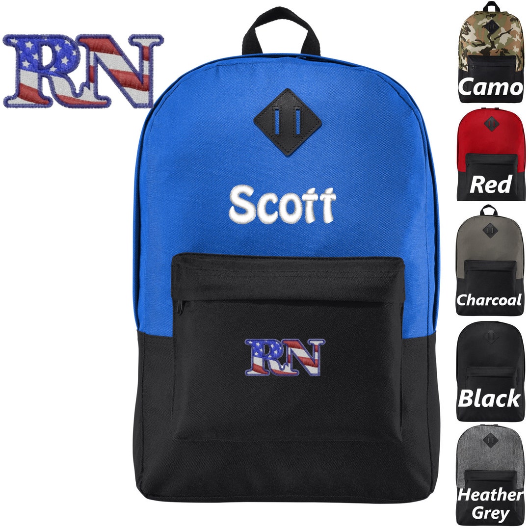 Personalized Nurse Backpack, RN Flag Design, Custom Bookbag, Backpack