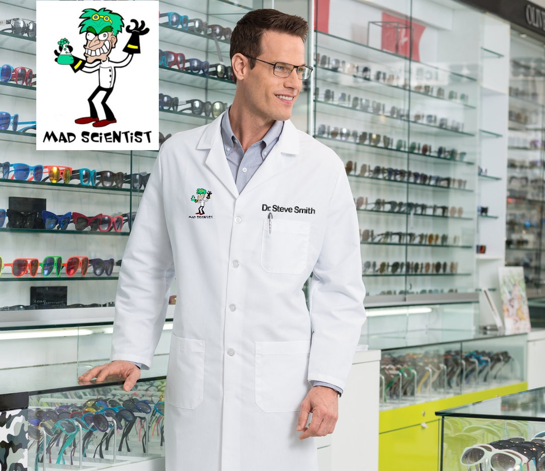 Personalized Mad Scientist Lab Coat With Custom Embroidered Name
