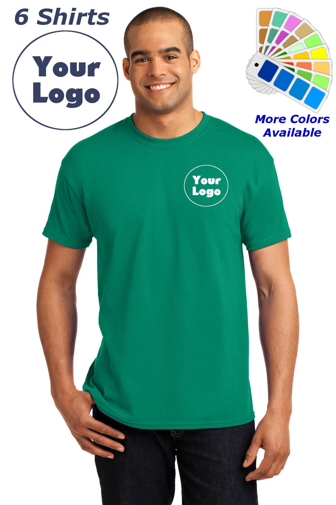 6 Tshirt With Company Logo, Custom Design, Custom Embroidered Shirt