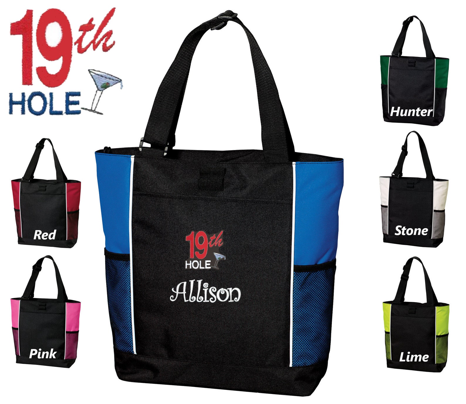 Personalized Canvas Golf Tote Bag 19th Hole Golf Design Etsy