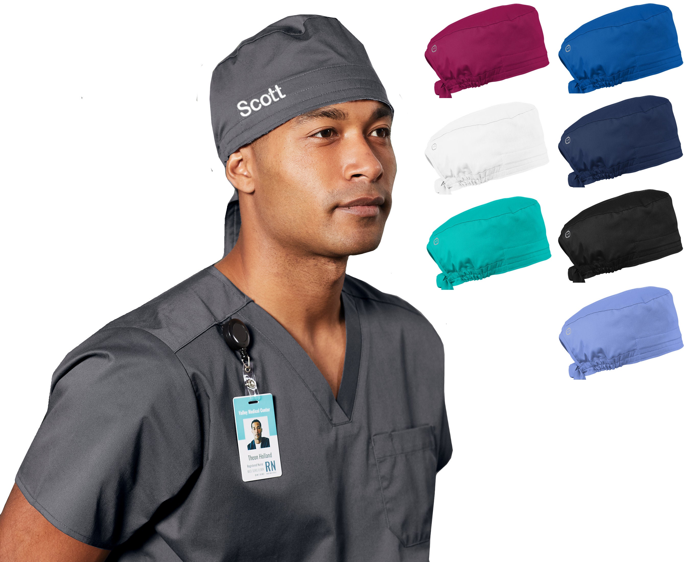 Personalized Scrub Cap, Scrubs Hat with Custom Embroidered Text Name,…