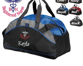 Personalized Registered Nurse RN Duffle Bag, Scrubs Bag, Embroidered Custom Name, Hospital Bag, Travel Bag, Monogrammed, Travel Gift