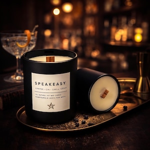 Speakeasy Candle and Wax Melts | Juniper, Gin, Oak, Cedar | Cocktail-Inspired Candle & Gift for Him
