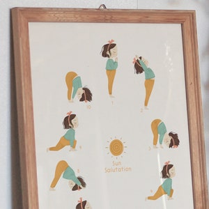 Sun salutation yoga child printable poster image 3