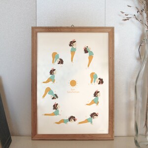 Sun salutation yoga child printable poster image 4