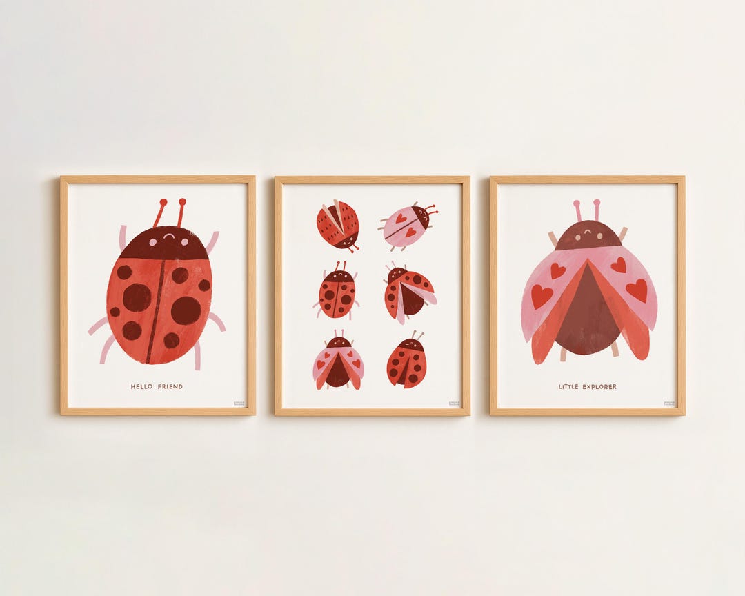 Ladybug Wall Art Set of 3 | Printable Nursery Prints | Hello Friend ...