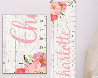 First Birthday Gift Girl - Canvas Growth Chart  | Growth Chart Ruler | Girls Growth Chart