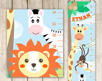 Giraffe Growth Chart - Boys Growth Chart,  Giraffe Art, Personalized Toddler Gift, Height Chart, Kids Art - GC4001B