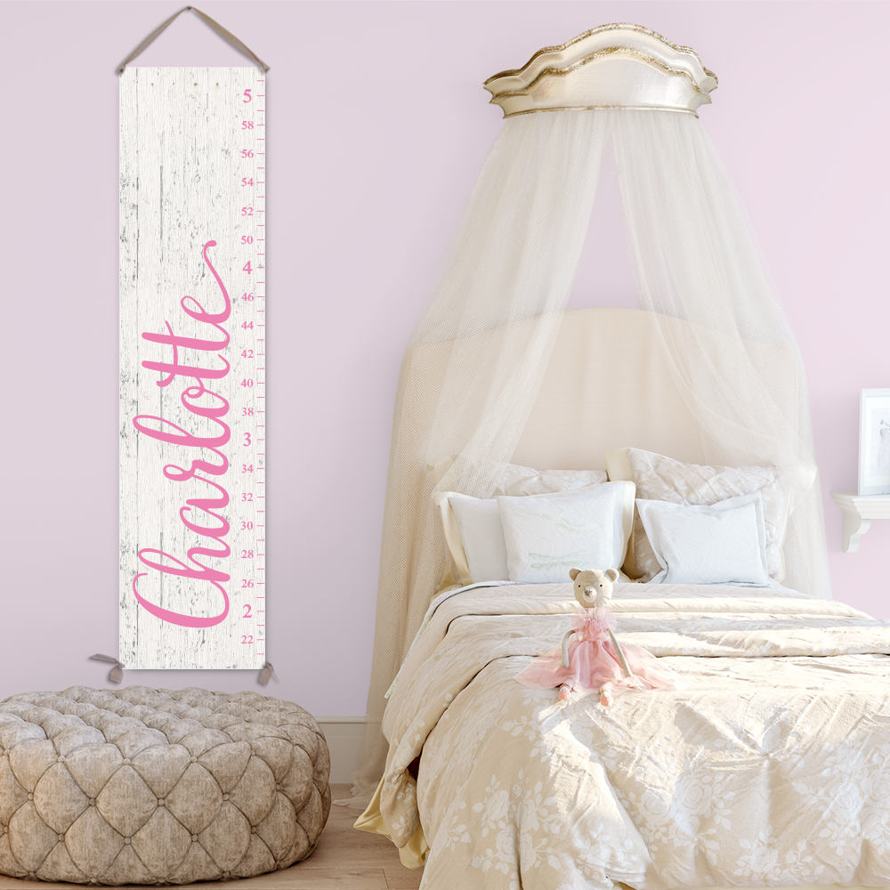 Canvas Growth Chart Ruler For Girl Personalized Growth Chart Wood Growth Chart Alternative Pink Growth Chart Gc0126p