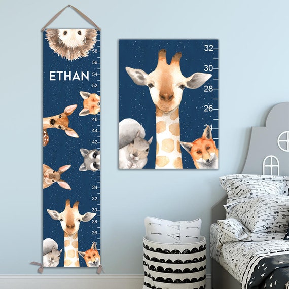 Woodland Growth Chart - Animals Growth Chart, Personalized Canvas Growth Chart, Toddler Gift, First Birthday - GC4008N