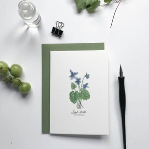 Biglietto per appunti / biglietto d'auguri / carta di cotone botanica viola dolce
