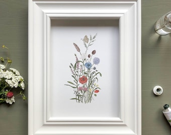 Meadow Flowers Art Print ~ Hand Illustrated Wildflowers ~ Make a Meadow ~ Wall Art