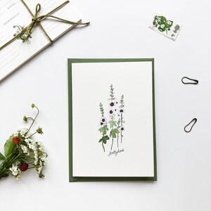 タチアオイの花 ~ 植物のノートカード ~ コテージガーデンの花 ~ ただの理由のカード ~ ありがとうのノートカード ~ 持続可能な紙