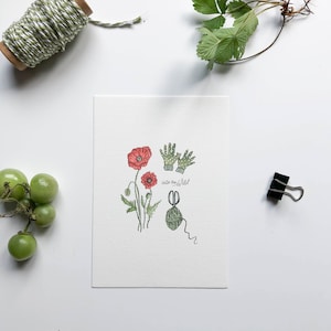 Set di cartoline illustrate a mano Garden Things ~ Collezione Memories of Summer