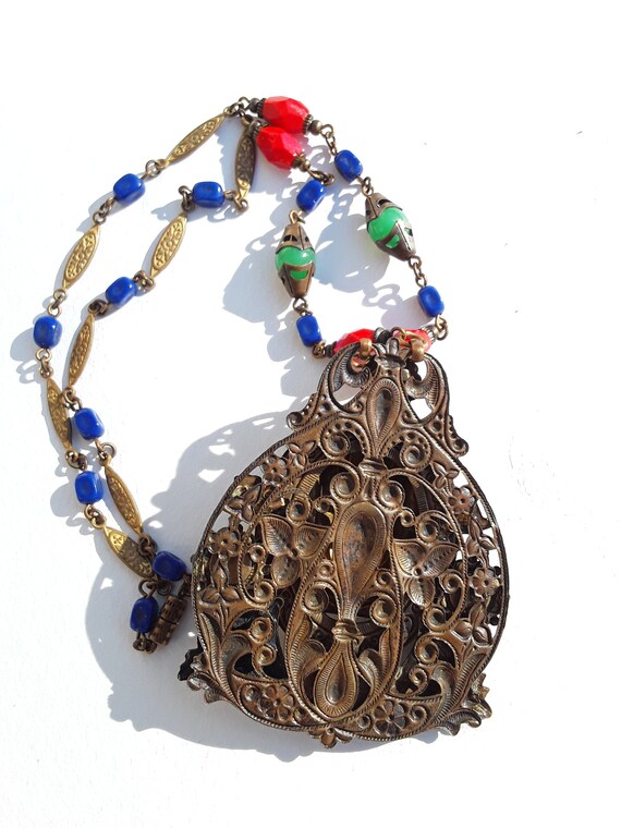 Vintage Egyptian revival necklace with Pharaoh bu… - image 4
