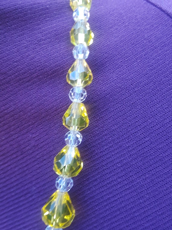 Retro yellow crystal bead necklace - image 5