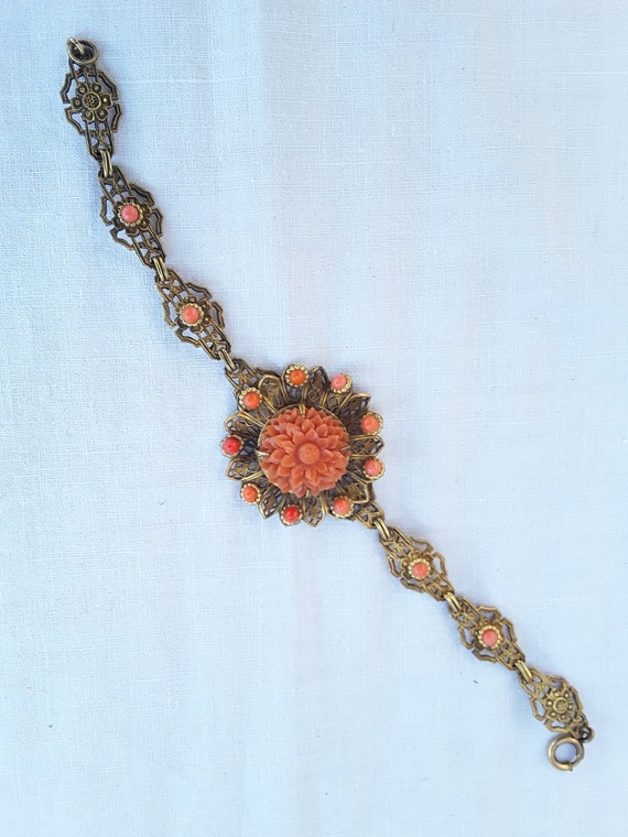 Antique Edwardian Victorian Brass Link flower brac