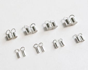 10x  2.5mm STERLING SILVER FLAT END CAPS FOR CHAIN NECKLACE OR BRACELET
