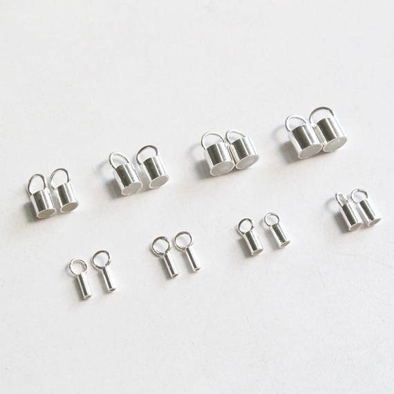 10 pcs Sterling Silver Tube End Cap W// Ring 1.5mm 2mm 3mm or 4mm ID