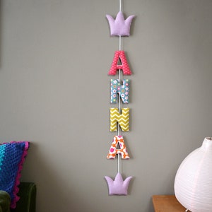 Name garland / Name chain with fabric letters + 2 crowns